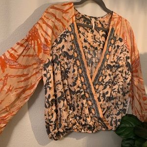Free People multi pattern wrap top